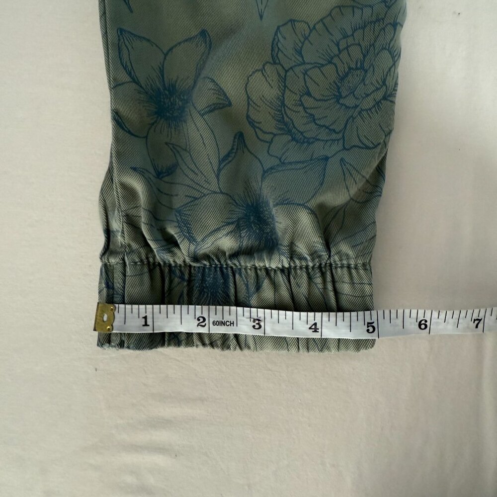 C & C California Army Green Floral Print Elastic Cuffs Jogger Pants Size S - Picture 12 of 12